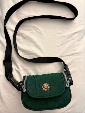 Kipling Green Mini Crossbody with Black Strap